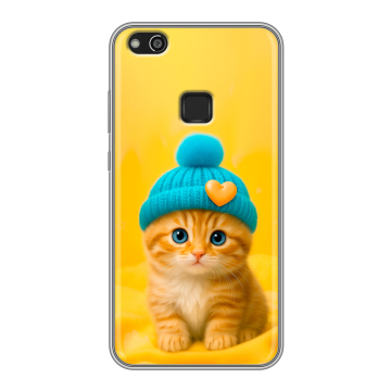 Силиконовый чехол на Huawei P10 Lite с принтом Котенок в шапке