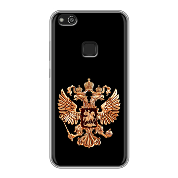 Силиконовый чехол на Huawei P10 Lite с принтом Герб России золотой