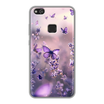 Силиконовый чехол на Huawei P10 Lite с принтом бабочки и лаванда