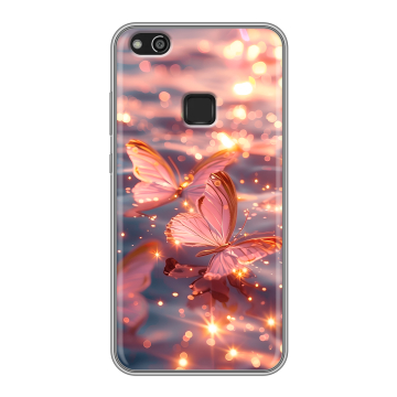Силиконовый чехол на Huawei P10 Lite с принтом бабочки розовые