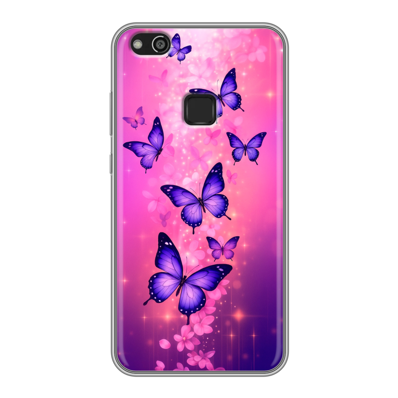 Силиконовый чехол на Huawei P10 Lite с принтом Бабочки Силиконовый чехол на Huawei P10 Lite с принтом Бабочки