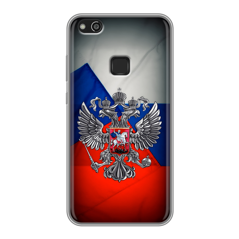 Силиконовый чехол на Huawei P10 Lite с принтом Флаг России Силиконовый чехол на Huawei P10 Lite с принтом Флаг России