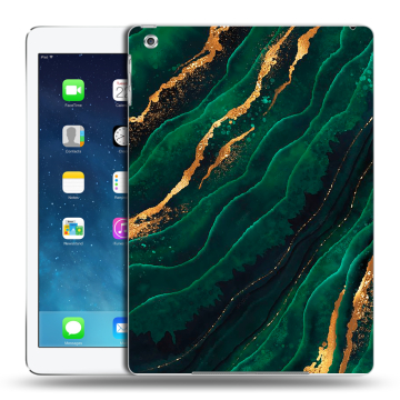 Силиконовый чехол на планшета Ipad (2017) с принтом Мрамор зеленое золото