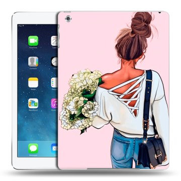 Силиконовый чехол на планшета Ipad (2017) с принтом Девушка и букет