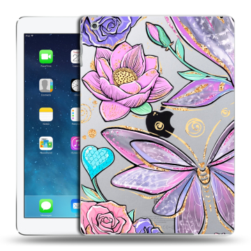 Силиконовый чехол на Ipad (2017) с принтом Бабочки и цветы