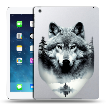 Силиконовый чехол на Ipad (2017) с принтом Волк в лесу