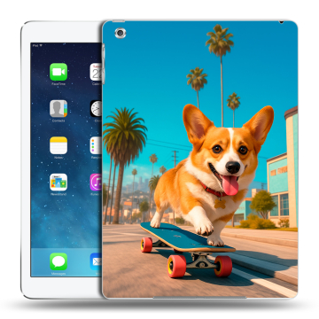 Силиконовый чехол на Ipad (2017) с принтом Корги на скейте Силиконовый чехол на Ipad (2017) с принтом Корги на скейте