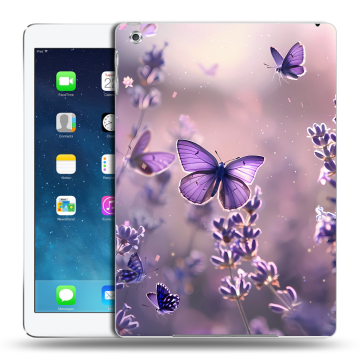 Силиконовый чехол на Ipad (2017) с принтом бабочки и лаванда