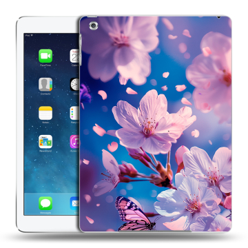 Силиконовый чехол на Ipad (2017) с принтом цветы бабочки