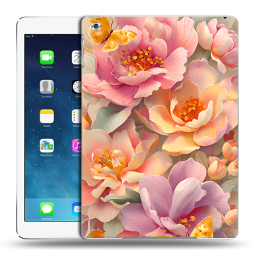 Силиконовый чехол на Ipad (2017) с принтом Цветы и бабочки Силиконовый чехол на Ipad (2017) с принтом Цветы и бабочки