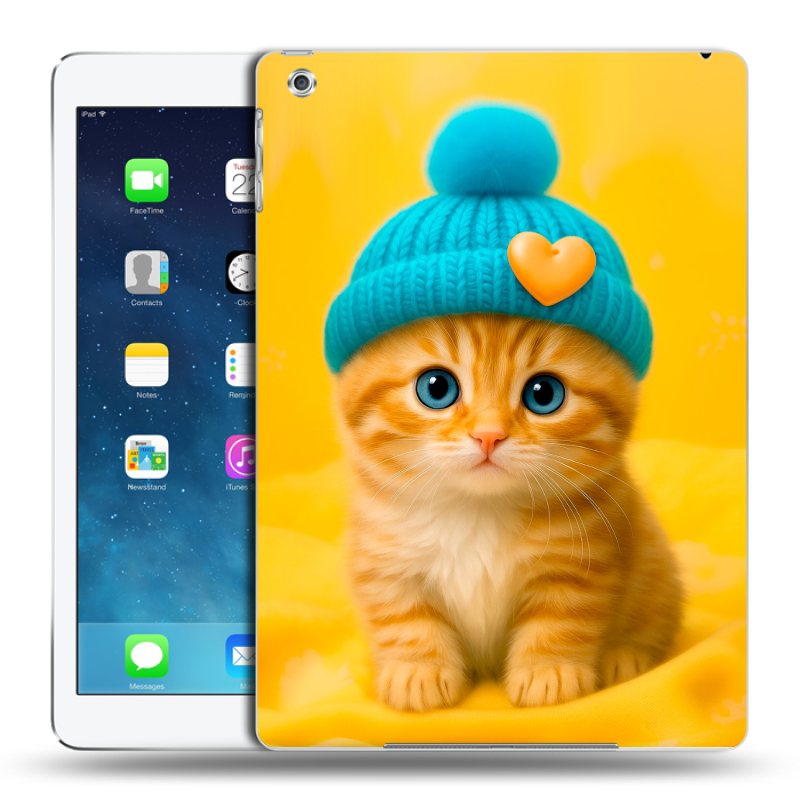 Силиконовый чехол на Ipad (2017) с принтом Котенок в шапке Силиконовый чехол на Ipad (2017) с принтом Котенок в шапке