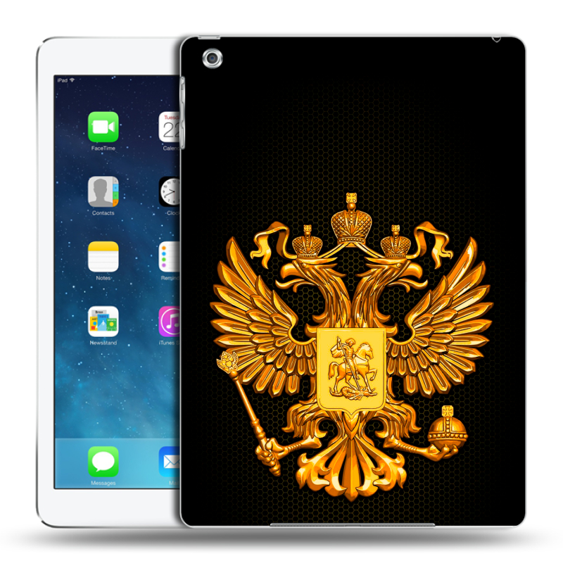 Силиконовый чехол на Ipad (2017) с принтом Герб России желтый Силиконовый чехол на Ipad (2017) с принтом Герб России желтый