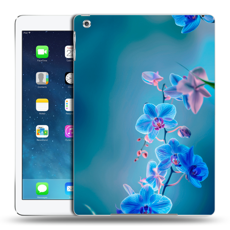 Силиконовый чехол на Ipad (2017) с принтом Голубые цветы Силиконовый чехол на Ipad (2017) с принтом Голубые цветы
