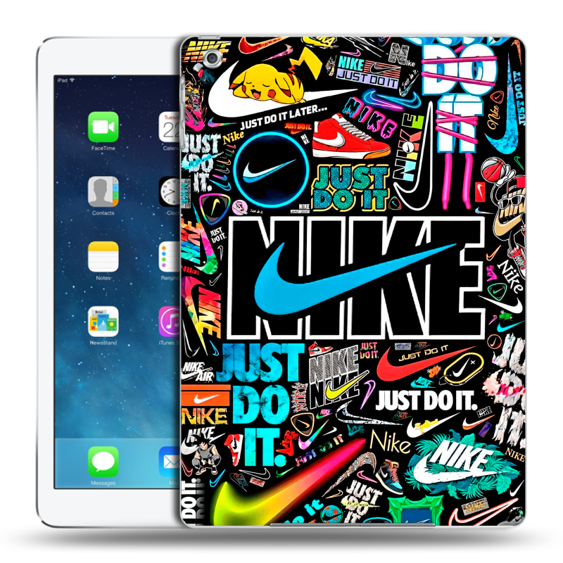 Силиконовый чехол на Ipad (2017) с принтом найк nike черный Силиконовый чехол на Ipad (2017) с принтом найк nike черный