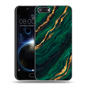 Пластиковый чехол на Doogee Shoot 2 с принтом Мрамор зеленое золото