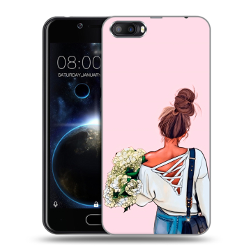 Пластиковый чехол на Doogee Shoot 2 с принтом Девушка и букет Пластиковый чехол на Doogee Shoot 2 с принтом Девушка и букет