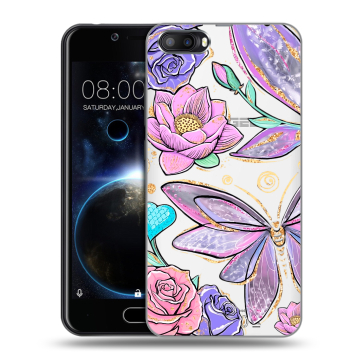 Пластиковый чехол на Doogee Shoot 2 с принтом Бабочки и цветы