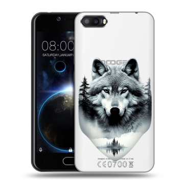 Пластиковый чехол на Doogee Shoot 2 с принтом Волк в лесу