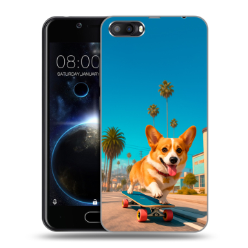 Пластиковый чехол на Doogee Shoot 2 с принтом Корги на скейте Пластиковый чехол на Doogee Shoot 2 с принтом Корги на скейте