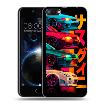 Пластиковый чехол на Doogee Shoot 2 с принтом Гоночные машины