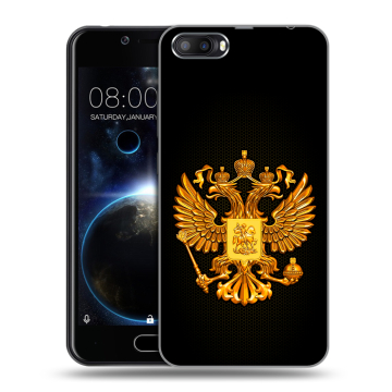 Пластиковый чехол на Doogee Shoot 2 с принтом Герб России желтый Пластиковый чехол на Doogee Shoot 2 с принтом Герб России желтый