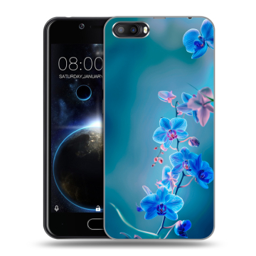 Пластиковый чехол на Doogee Shoot 2 с принтом Голубые цветы