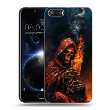 Пластиковый чехол на Doogee Shoot 2 с принтом Скелет и карты