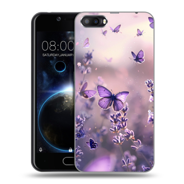 Пластиковый чехол на Doogee Shoot 2 с принтом бабочки и лаванда Пластиковый чехол на Doogee Shoot 2 с принтом бабочки и лаванда