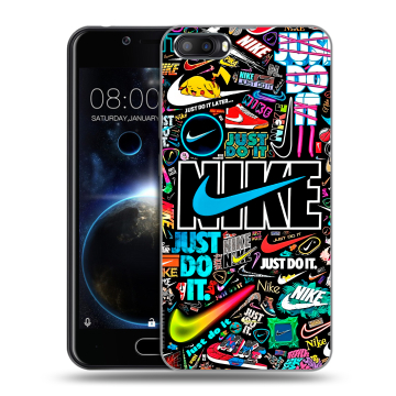 Пластиковый чехол на Doogee Shoot 2 с принтом найк nike черный Пластиковый чехол на Doogee Shoot 2 с принтом найк nike черный