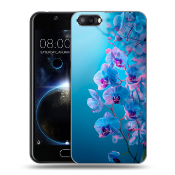 Пластиковый чехол на Doogee Shoot 2 с принтом голубые орхидеи