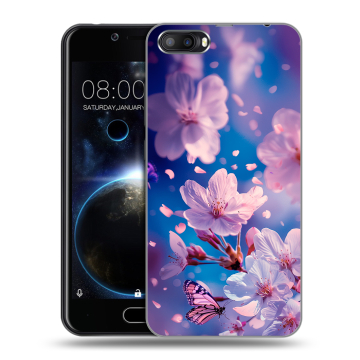 Пластиковый чехол на Doogee Shoot 2 с принтом цветы бабочки