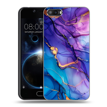 Пластиковый чехол на Doogee Shoot 2 с принтом синий мрамор