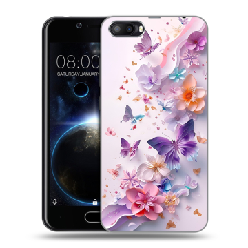 Пластиковый чехол на Doogee Shoot 2 с принтом цветы бабочки