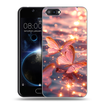 Пластиковый чехол на Doogee Shoot 2 с принтом бабочки розовые Пластиковый чехол на Doogee Shoot 2 с принтом бабочки розовые