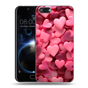 Пластиковый чехол на Doogee Shoot 2 с принтом розовые сердечки