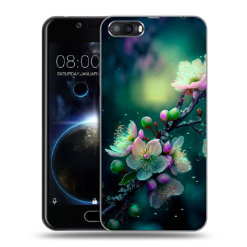 Пластиковый чехол на Doogee Shoot 2 с принтом Цветы и мрамор