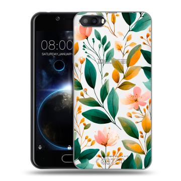 Пластиковый чехол на Doogee Shoot 2 с принтом Цветы паттерн Пластиковый чехол на Doogee Shoot 2 с принтом Цветы паттерн