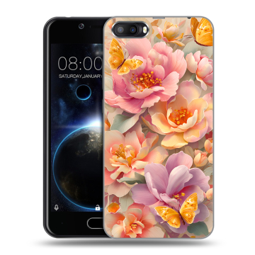 Пластиковый чехол на Doogee Shoot 2 с принтом Цветы и бабочки Пластиковый чехол на Doogee Shoot 2 с принтом Цветы и бабочки