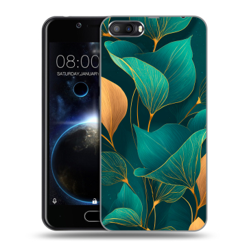 Пластиковый чехол на Doogee Shoot 2 с принтом Листья и золото Пластиковый чехол на Doogee Shoot 2 с принтом Листья и золото