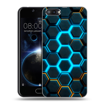Пластиковый чехол на Doogee Shoot 2 с принтом Неоновые соты Пластиковый чехол на Doogee Shoot 2 с принтом Неоновые соты