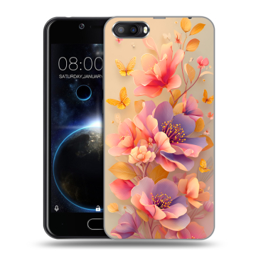 Пластиковый чехол на Doogee Shoot 2 с принтом Цветы и бабочки Пластиковый чехол на Doogee Shoot 2 с принтом Цветы и бабочки