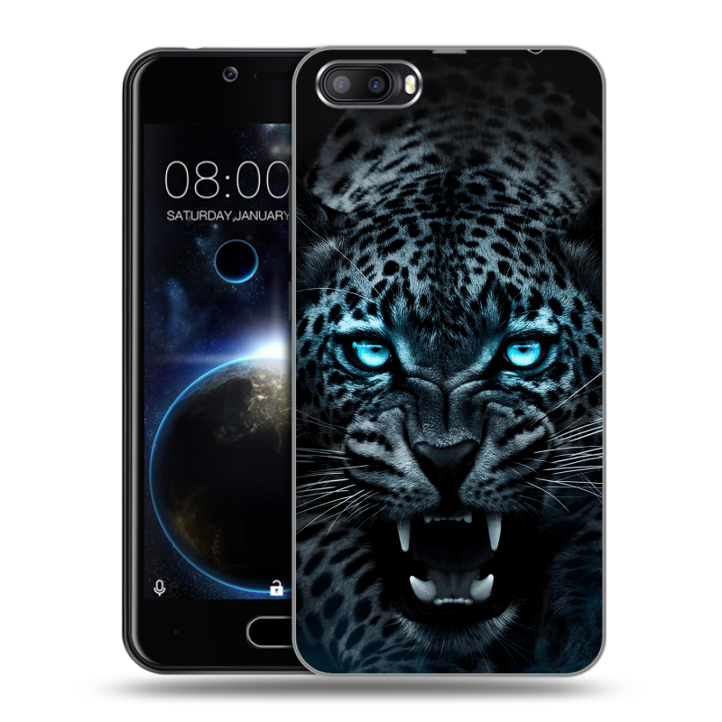 Пластиковый чехол на Doogee Shoot 2 с принтом Темный леопард Пластиковый чехол на Doogee Shoot 2 с принтом Темный леопард