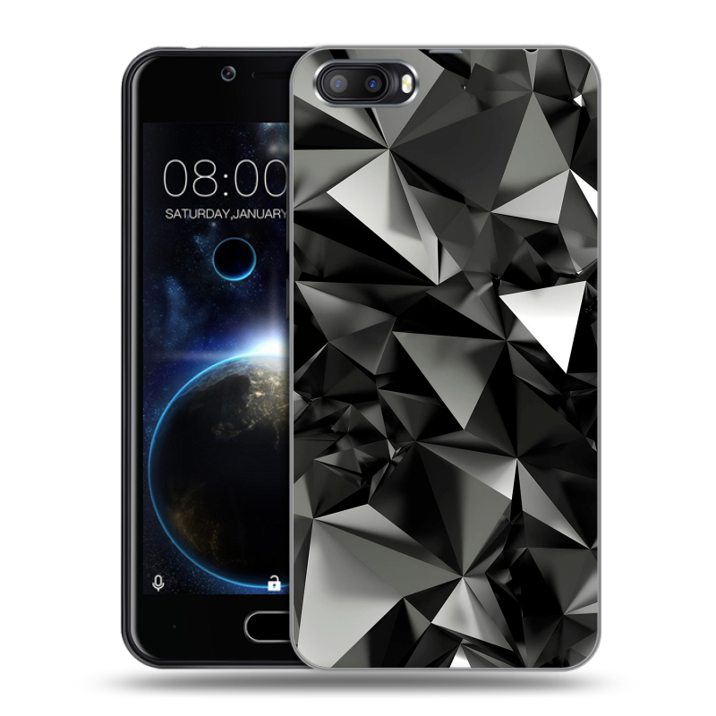 Пластиковый чехол на Doogee Shoot 2 с принтом Черные кристаллы Пластиковый чехол на Doogee Shoot 2 с принтом Черные кристаллы