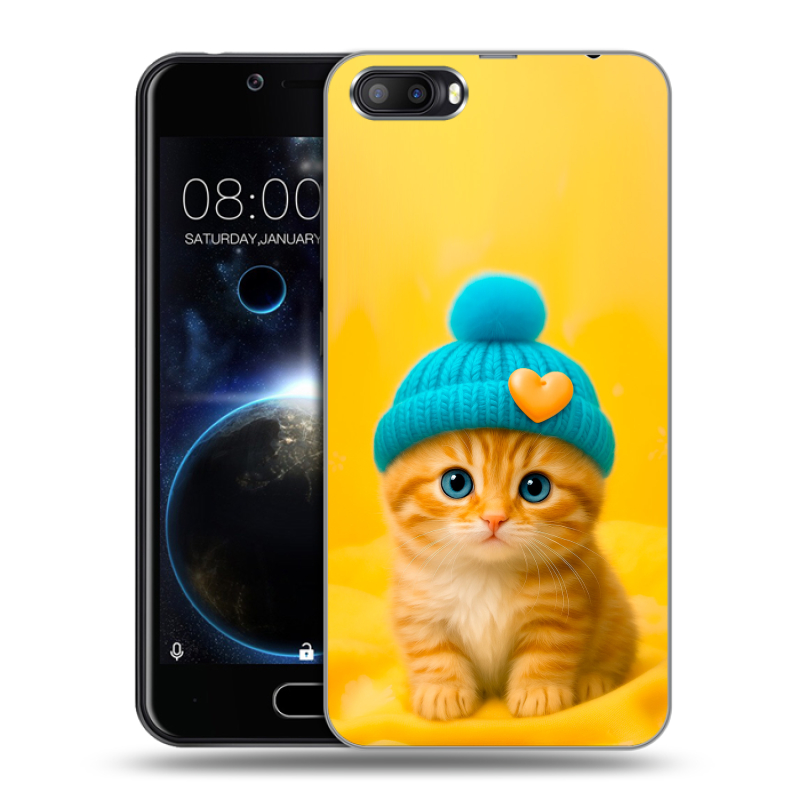 Пластиковый чехол на Doogee Shoot 2 с принтом Котенок в шапке Пластиковый чехол на Doogee Shoot 2 с принтом Котенок в шапке