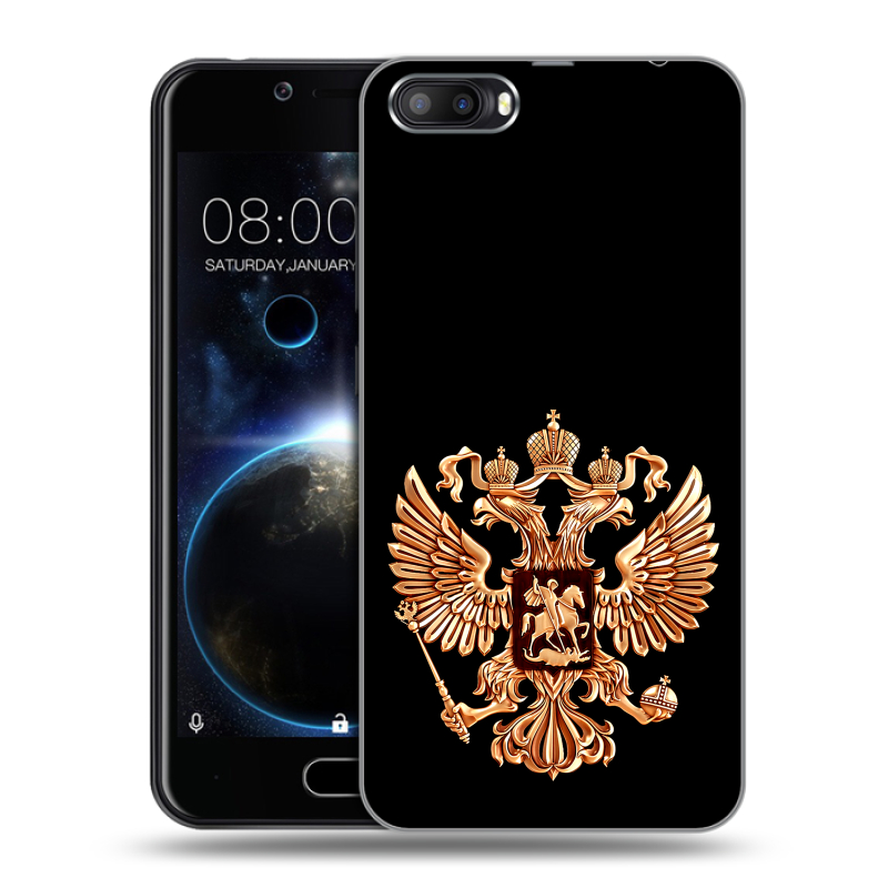 Пластиковый чехол на Doogee Shoot 2 с принтом Герб России золотой Пластиковый чехол на Doogee Shoot 2 с принтом Герб России золотой