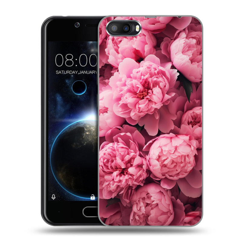 Пластиковый чехол на Doogee Shoot 2 с принтом цветы пионы Пластиковый чехол на Doogee Shoot 2 с принтом цветы пионы