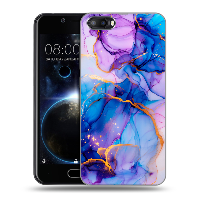 Пластиковый чехол на Doogee Shoot 2 с принтом синий мрамор Пластиковый чехол на Doogee Shoot 2 с принтом синий мрамор
