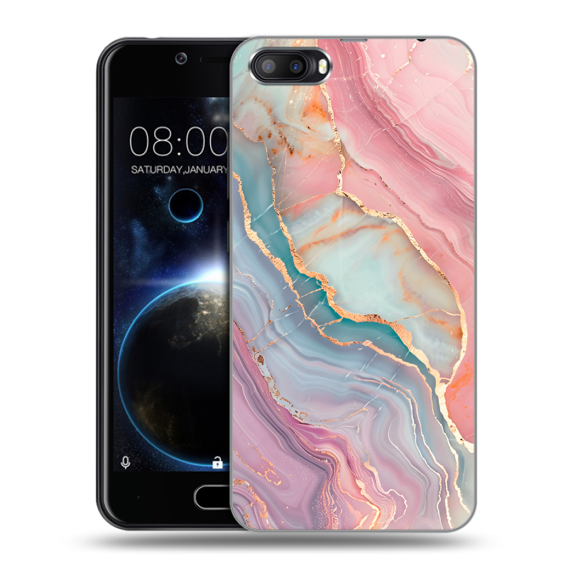 Пластиковый чехол на Doogee Shoot 2 с принтом розовый мрамор Пластиковый чехол на Doogee Shoot 2 с принтом розовый мрамор