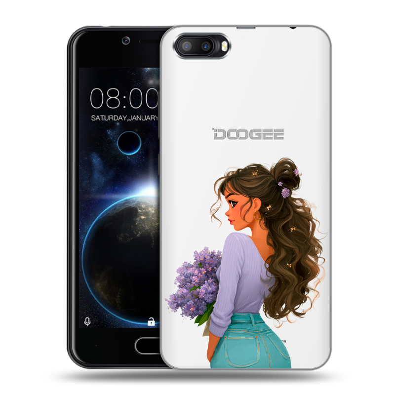 Пластиковый чехол на Doogee Shoot 2 с принтом девушка цветы Пластиковый чехол на Doogee Shoot 2 с принтом девушка цветы