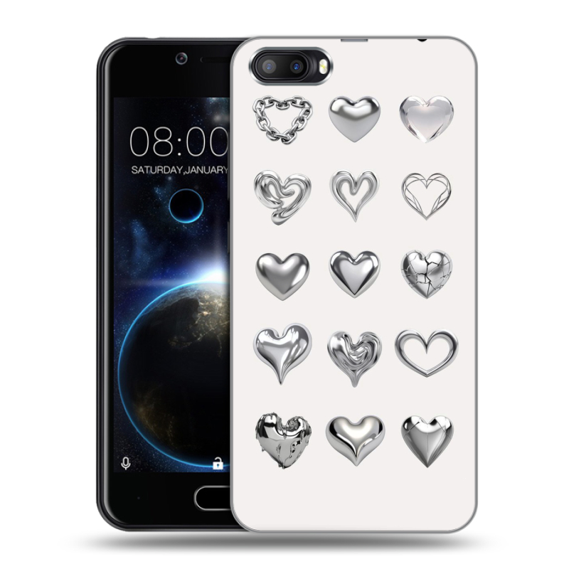 Пластиковый чехол на Doogee Shoot 2 с принтом Y2K сердечки Пластиковый чехол на Doogee Shoot 2 с принтом Y2K сердечки
